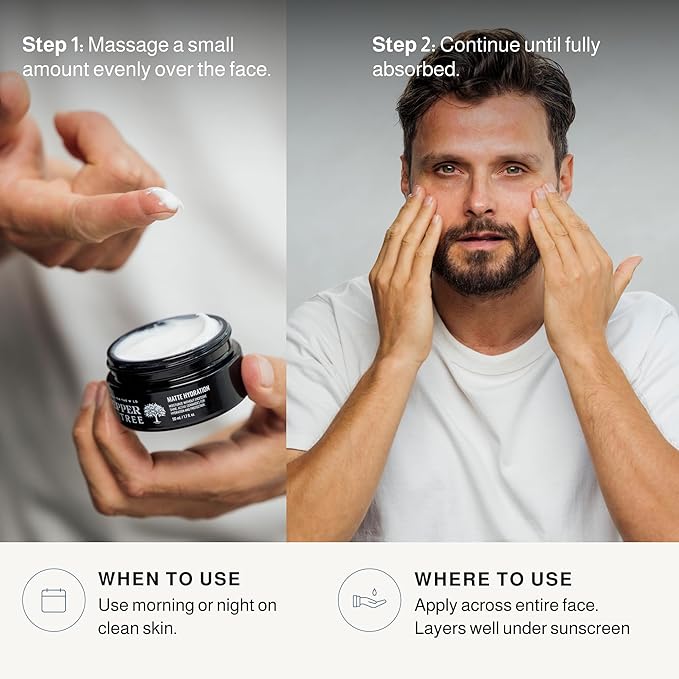 Peppertree Men's Matte Hydration Face Moisturizer - Hydrating Face Cream for Sensitive, Normal & Dry Skin - Facial Moisturizer with Hyaluronic Acid, Aloe, Jojoba for Nourishing & Gentle Skin Care