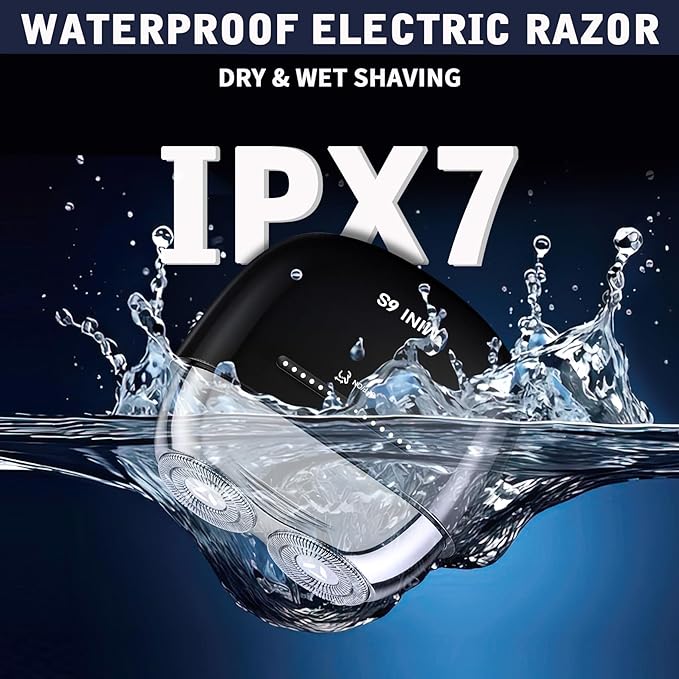 Mini Electric Shavers for Men, Electric Rotary Razor for Men, IPX7 Waterproof Rechargeable Portable Travel Shaver with Slide Touch Form Switch, Cordle