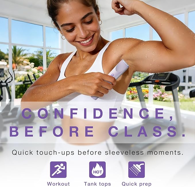 Bikini Trimmer for Women, Dual-Ended Electric Razor Personal Shaver for Bikini Line & Pubic Hair, Waterproof USB-C Rechargeable Body & Face Trimmer for Underarms & Legs (Lavender)