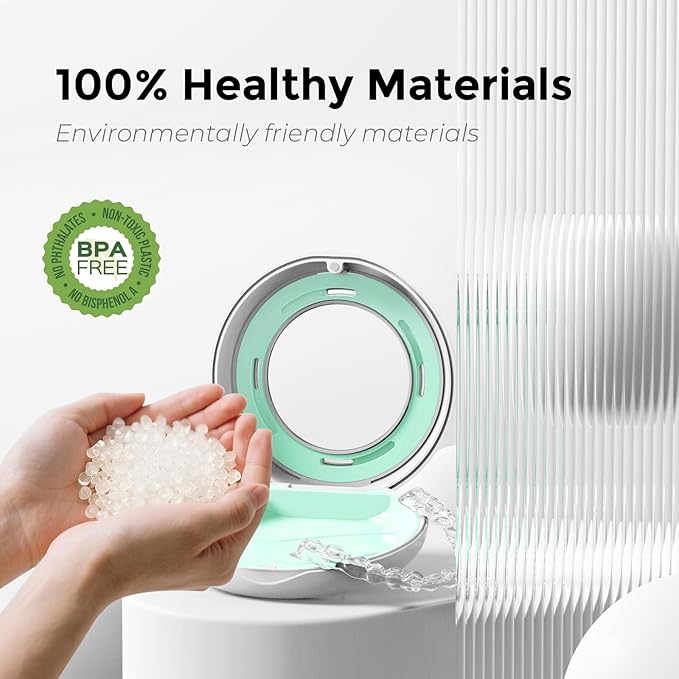 HEMILAB® Retainer Case, Slim Aligner Case with Mirror, Compatible with Invisalign, Cute Retainer Orthodontic Box with Vent Holes, White