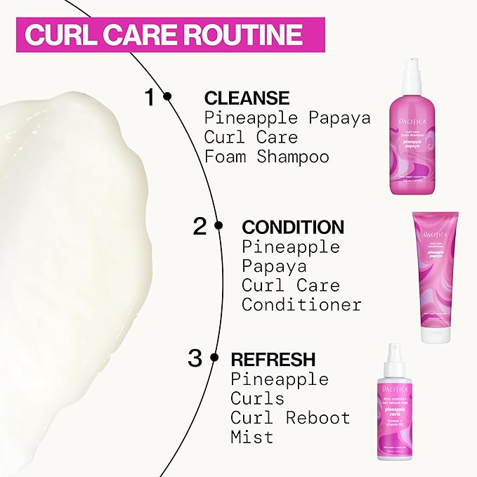 Pacifica Pineapple Papaya Curl Care Conditioner – Deep Moisture for Curly & Coily Hair, Defines Curls & Tames Frizz, Vegan & Silicone Free Clean Beauty, Vegan Cruelty-Free Dermatologist Tested