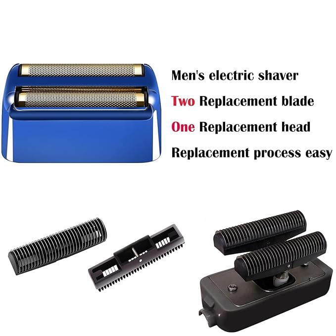 2 Pack Shaver Replacement Foil and Cutters compatible with BaBylissPRO Double FXFS2 Metal shaver foil replacement,Blue