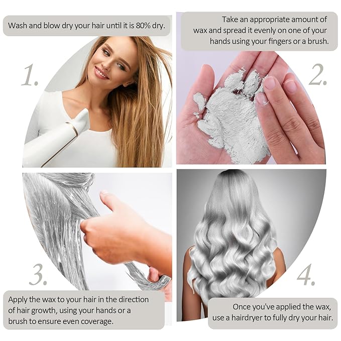 Silver White Temporary Hair Color Wax, Instant Natural Hairstyle Cream Dye, Washable Styling Pomadesfor Men Girls Women Youth, Disposable Coloring Mud for Party Cosplay DIY Halloween