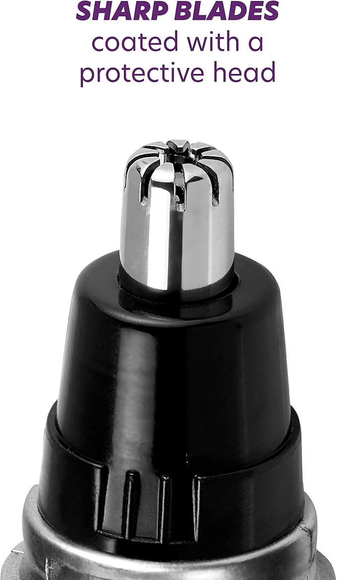 CHARGEWORX Ear and Nose Hair Trimmer for Men, Manscape Nose Hair Trimmer, Battery Operated Rotary Nasal Cutter, Eyebrow & Mustache Groomer, Travel Beard Trimmer, 1 AA Powered, Brush & Cap Included