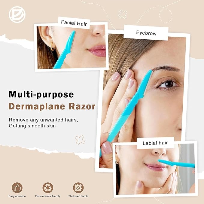 66 Eyebrow Razors - Eyebrow Trimmer Set | Facial Exfoliator and Hair Remover | Eye Brow Shaver with Protective Cover | Safe and Newbie Friendly Facial Razor for Women Girls