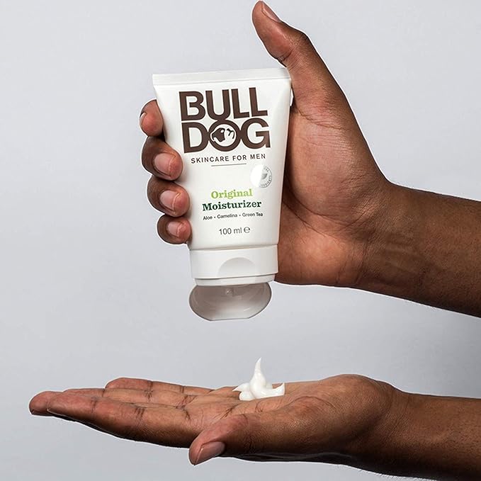 BULLDOG Mens Skincare and Grooming Original Face Moisturizer with Aloe Camelina & Green Tea 3.3 Fl. Oz - Pack of 3