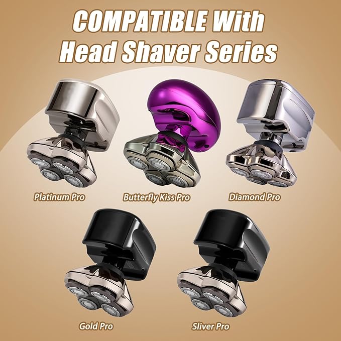 PRO 4 Head Replacement Blades for Skull Pitbull, Palm & Butterfly Kiss Shavers - 4D Floating Rotary Heads for Close and Smooth Shaving - Japanese Stainless Steel Wet & Dry Shaving Blade Head