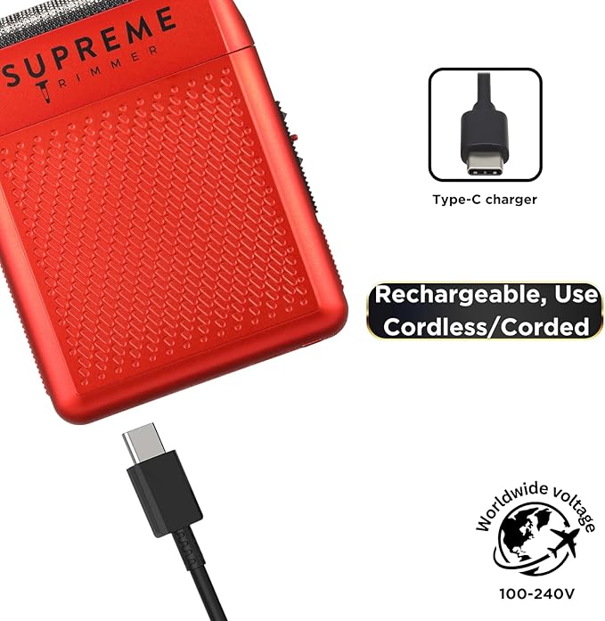 Supreme Trimmer Solo Single Foil Shaver for Pocket | 150 Min Runtime Cordless use, Powerful USB-C Mini Travel Razor for Professional & Home use | STF101
