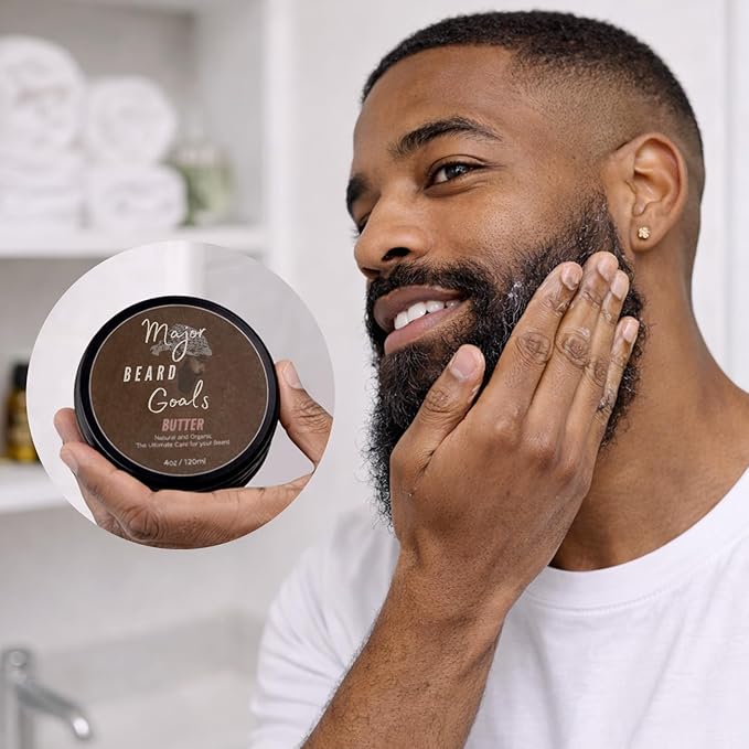 Beard Butter for Men - Leave-In Softener for Mustache & Beard Care, Cream Hydrates, Reduces Itchiness - Jamaican Black Castor Oil, Biotin, Collagen, & Shea Butter - 4oz
