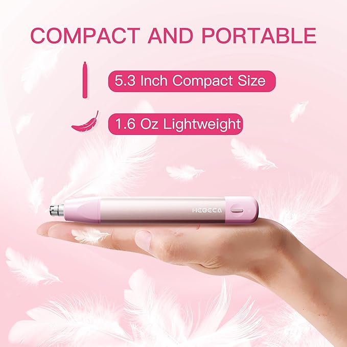 Nose Hair Trimmer for Women 3in1 Facial Hair Removal Trimmer - Metal Body, Rechargeable, Waterproof, Portable - Nose, Ear, Eyebrow, Peach-Fuzz, Lips, Chin (Pink)