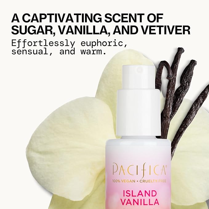 Pacifica Island Vanilla Hair Mist Perfume and Full Body Spray for Women - Fragrance Spray for A Mood-Lifting Experience, Paraben-Free, Clean Beauty No Alcohol, Vegan & Cruelty-Free, 6 oz oz