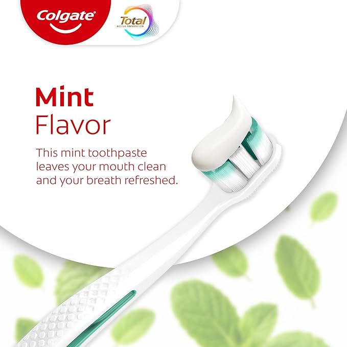 Colgate Total Whitening Toothpaste Paste, 5.1 oz, 2 Pack, Fluoride Antibacterial for Plaque, Gingivitis, Sensitivity, Stain Removal, Clinically Proven, Mint