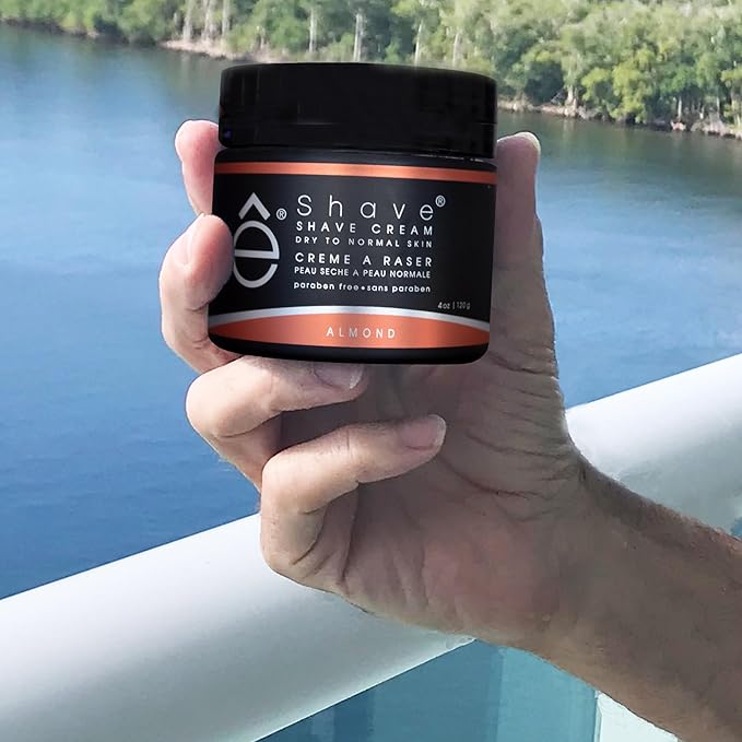 eShave Shaving Cream for Men 4 oz, Almond, prevents shaving irritation and razor burn, generates a rich lather for a soft, silky, Smoothest Shave