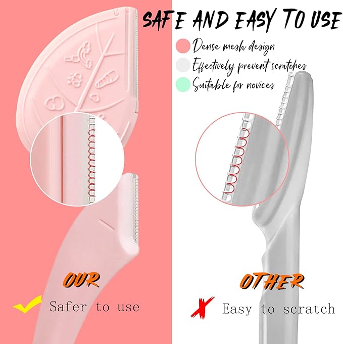 ONEUPIN 12PCS Eyebrow Trimmer Set Stainless Steel Leaves Curved Eyebrow Razor Trimmer Facial Shaver Razor Brow Shaper Suitable for Any Skin Type Hair Removal Accessories for Men Women（White）