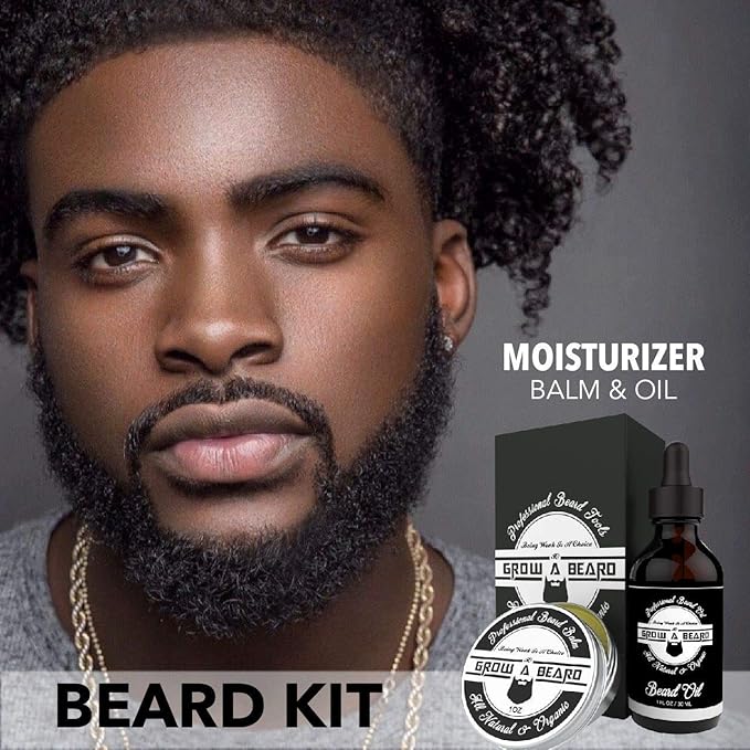 Beard Brush, Beard Comb, Beard Oil, & Beard Balm Grooming Kit for Men's Care, Travel Facial Hair Set for Growth, Styling, Shine & Softness, Great Gifts for Him