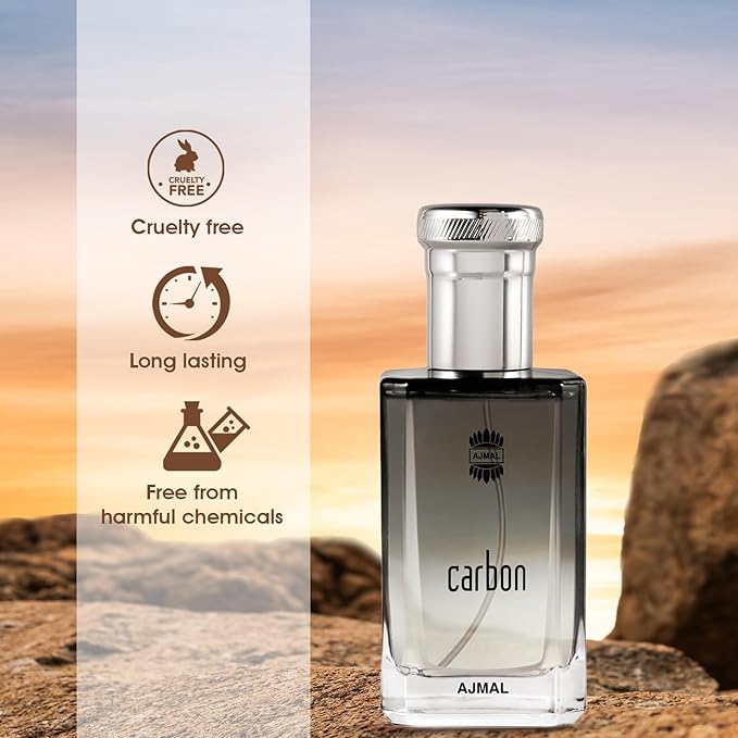 Ajmal Carbon Eau de Parfum for Men – 3.4 fl oz / 100 ml | Fresh Woody Aromatic Cologne | Long Lasting Masculine Fragrance with Citrus, Lavender & Musk | Crafted in Dubai