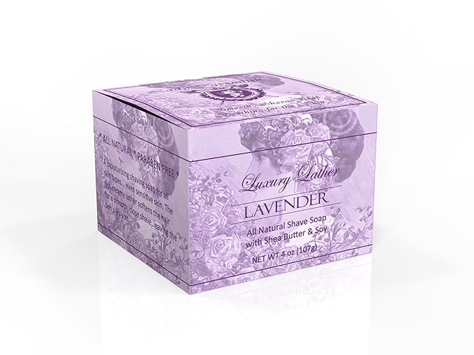 Lady Cavendish Lavender Shaving Soap with Shea Butter & Coconut Oil. Long Lasting 3.8 oz Puck Refill. Mens Shave Soap. All Natural. Rich Lather, Smooth Comfortable Shave. For Ladies and Gentlemen.