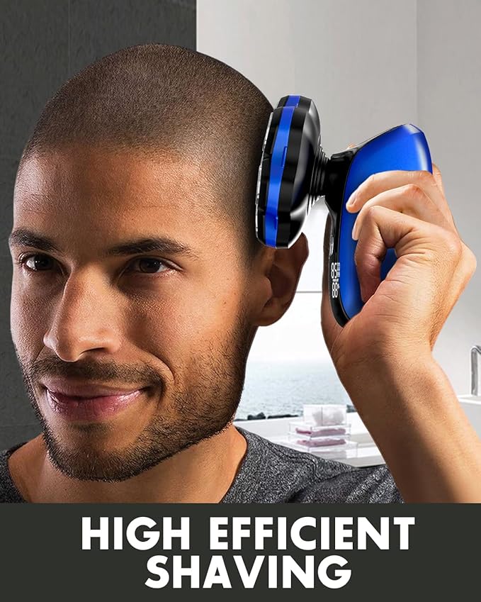 Head Shavers for Bald Men - Magnetic 7D Detachable Head Shaver, 100% Waterproof Wet Dry, Rechargeable Cordless Electric Razor, Rotary Shavers with LED Display, Fast Charging
