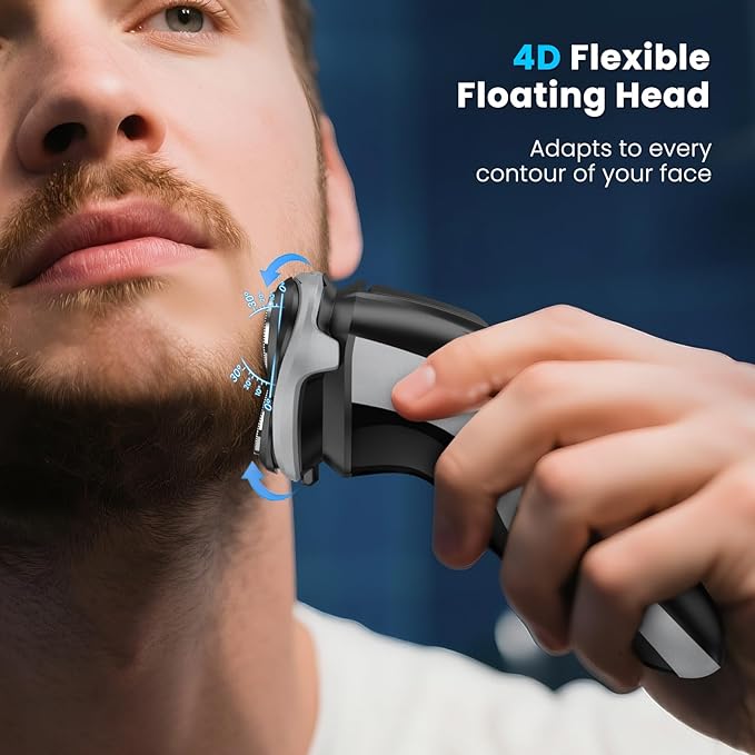 SweetLF Electric Razor for Men, 120 Min Shaving, (1H Charging),100% Waterproof, Wet & Dry Rotary Electric Shaver with Pop-up Trimmer,Type-C Rechargeable Cordless Shavers for Men