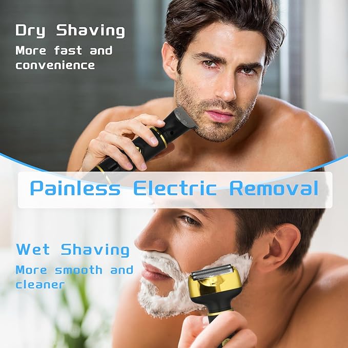 Electric Razor for Men & Women, 3-in-1 Cordless Rechargeable Foil Shaver with LED Display, Waterproof Wet & Dry Painless Body Razor for Face, Nose, and Ear Hair – Travel Friendly (Black)