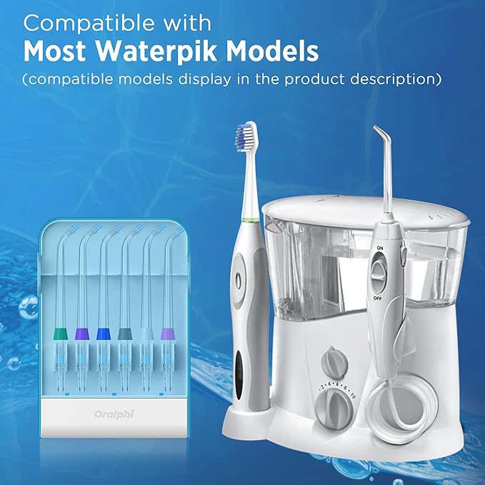 Replacement Tips for Waterpik Water Flosser(6 Plaque Chaser Tips & Storage Case Bundle)
