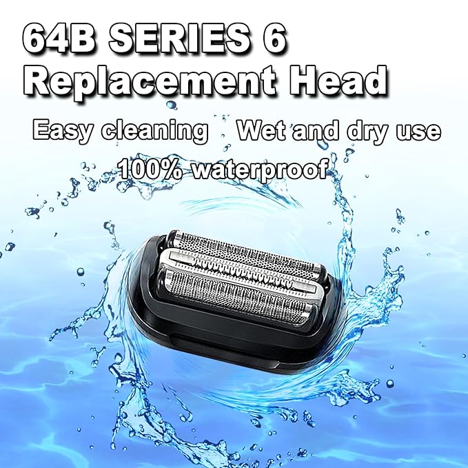 64B Series 6 Braun Electric Shaver Replacement Head Compatible with New Generation Series 6 Shavers 6120s, 6140cs, 6172cc, and 6175cc