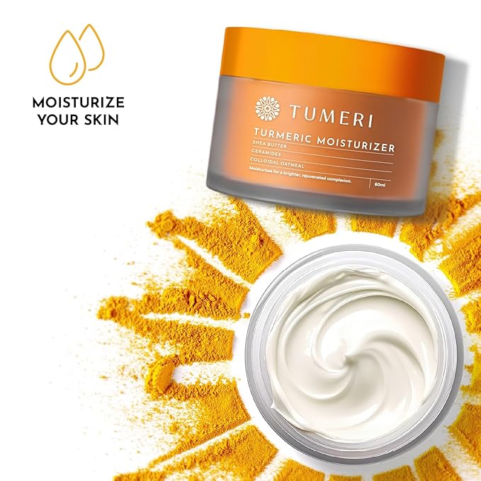 TUMERI Turmeric Face Moisturizer Cream and Body Cream 60 ml – Nourishing and Hydrating Face Cream for Dry Skin – Infused with Turmeric Curcumin, Shea Butter, Colloidal Oatmeal