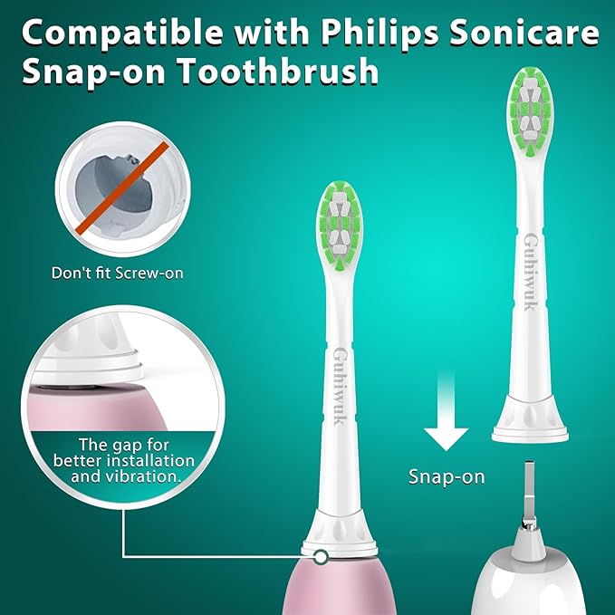 Designed for Sonicare Replacement Heads, Electric Toothbrush Replacement Brush Heads Compatible with Philips Sonicare, 4 Pack, White