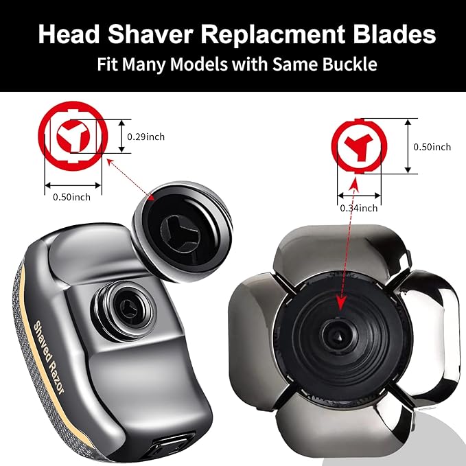 Magnetic Head Shaver Replacement Heads 7 Double Ring Waterproof Rotary Razor Blades for Bald Men Compatible with freebird wyklaus shpavver & Other Brands(silver9)