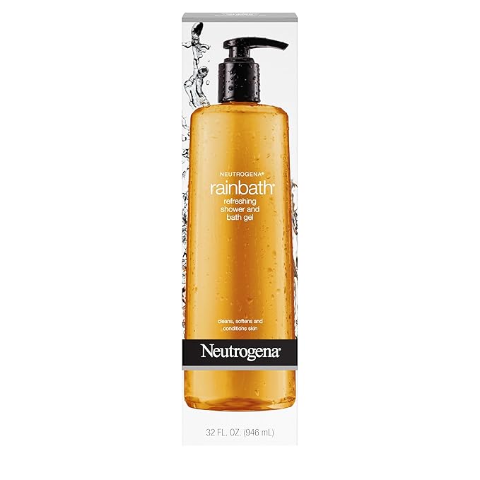 Neutrogena Rainbath Cleansing Shower & Bath Gel, Daily Moisturizing Body Wash Cleanser & Shaving Gel for Men & Women, Clean-Rinsing Creamy Lather for Softer & Smoother Skin, Original Scent, 32 fl. Oz