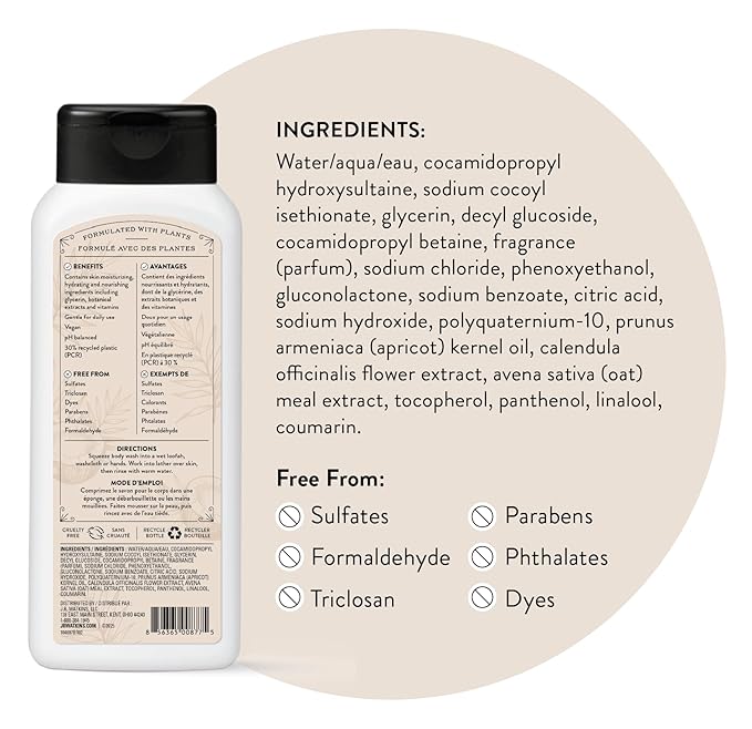 J.R. Watkins Body Wash Coconut, 18 fl oz, 2 Pack