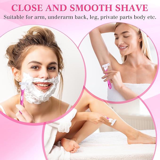 48 Count Women's Disposable Razors Blades Bulk 3 Blade Razors for Women Disposable Head Razor Sensitive Skin Razor Comfortable Shave for Bathing Hotel Travel