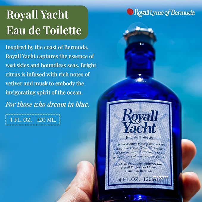 ROYALL YACHT, Men's Eau de Toilette, Marine Citrus & Vetiver Fragrance – 4 oz Spray