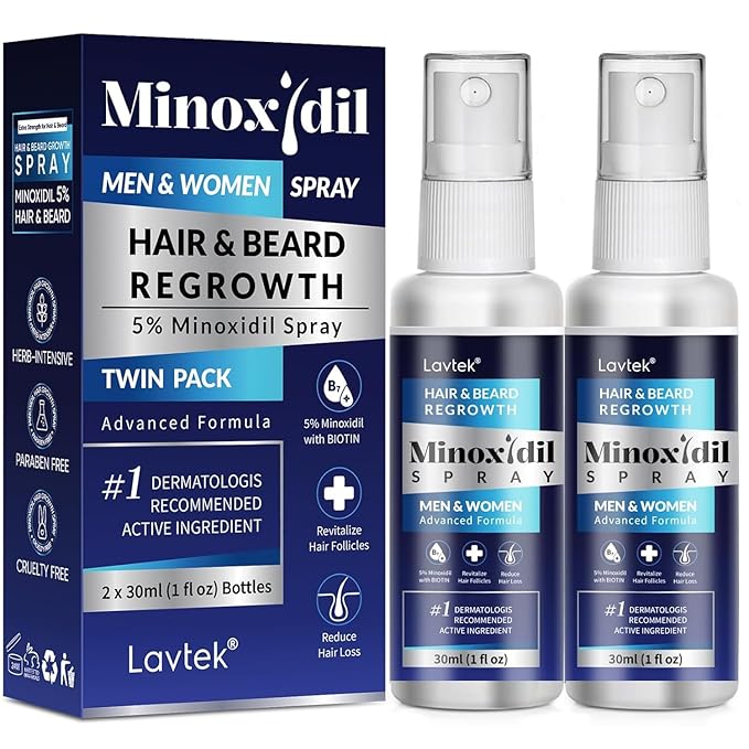 5% Minoxidil for Men Hair, Minoxidil for Women Hair Growth, Minoxidil Spray for Men and Women, Minoxidil 5 Percent Hair Regrowth Treatment 2PCS.