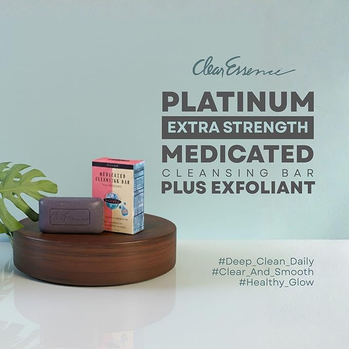 Clear Essence Antifungal Soap Cleansing Bar Plus Exfoliant 4.7oz - Extra Strength Medicated Soap for Acne, Oil & Impurities - Face & Body Wash Bar with Skin-Renewing Exfoliation, for Men and Women