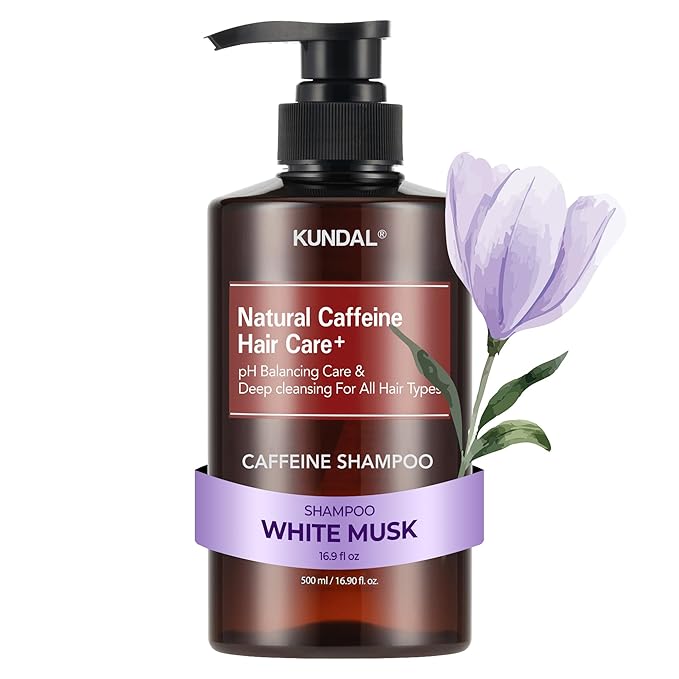 KUNDAL Anti Hair Loss Shampoo with Caffeine – Scalp Revitalizing for Thinning & Volumizing & root Strengthening – Sulfate-Free Korean Hair Care, White Musk, 16.9 fl oz (500ml), Stocking Stuffers