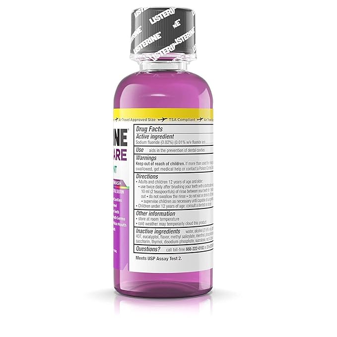 Listerine Total Care Fresh Mint Antiseptic Mouthwash, Travel Size 3.2 Ounces (95ml) - Pack of 12