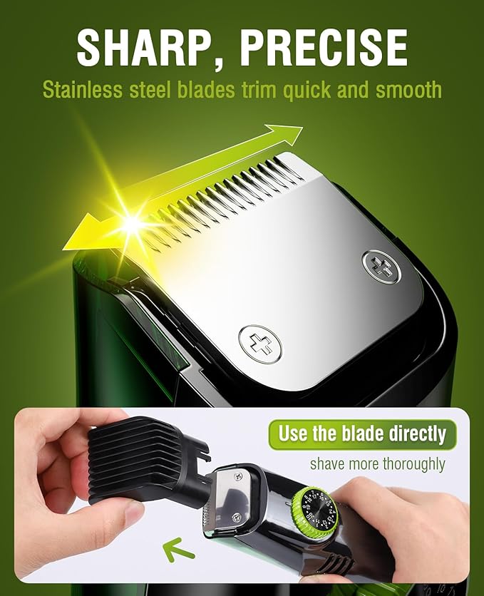 SHPAVVER Beard Trimmer for Men: Vacuum Mustache Trimmer for Less Mess -IPX7 Waterproof- Rechargeable Electric Beard Cutting Kit with Adjustable Length Comb for Sideburns/Stubble-Christmas Gift