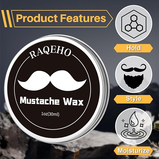 2oz Mustache Wax For Men - Unscented Strong Hold Moustache Beard Wax Styling Paste Thickener Grooming Balm Cera Para Barba De Hombre Moisturizer Men'S Beard &Mustache Care Product With Shea Oil