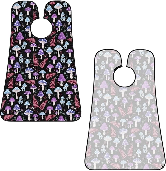 Ultimate Shaving Bib, Beard Trimming Apron with Hair Catcher, Trippy Purple Blue Mushrooms
