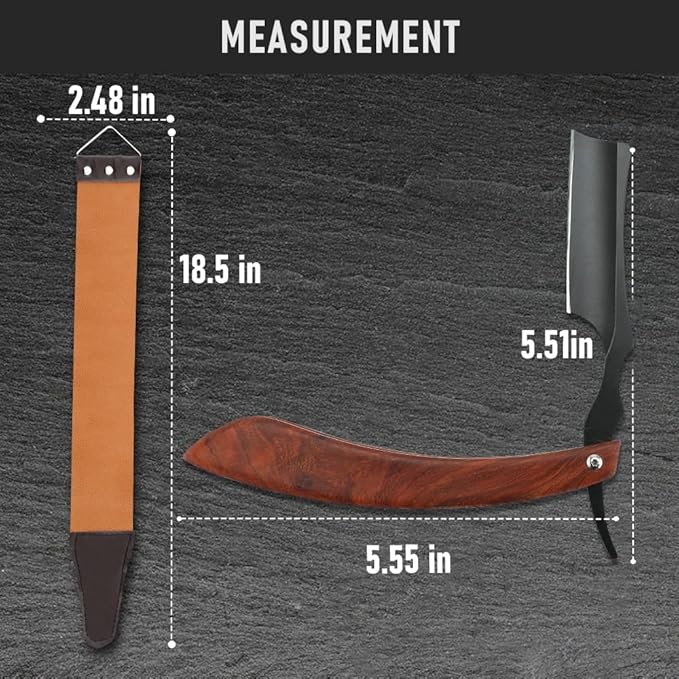 Straight Razor With Strope - Professional Straight Edge Barber Premium Stainless Steel Shaver With Shaving Strop for Men Home & Salon Grooming Using (NO.152)