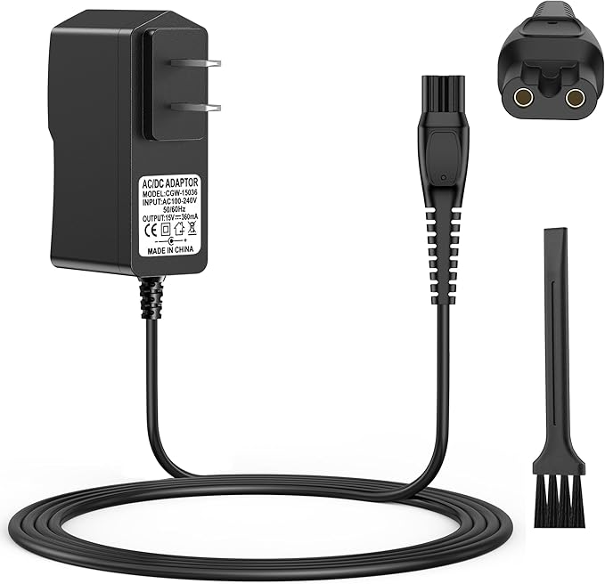 Meliya 15V Shaver Charger Comaptible with Philips Norelco HQ8505 3000 5000 6000 7000 9000 Series Multigroom MG5750 MG7750 MG7770 MG7790 QP6531 QP6510 QP6520 Trimmer Power Cord