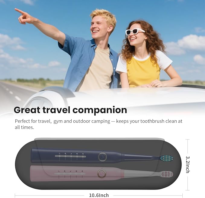 Silicone Electric Toothbrush Travel Case, Manual Toothbrush Travel Cover for Men and Women,Toothbrush Holder for Travel,Gym and More, Fits Most Manual and Electric Toothbrushes - Gray