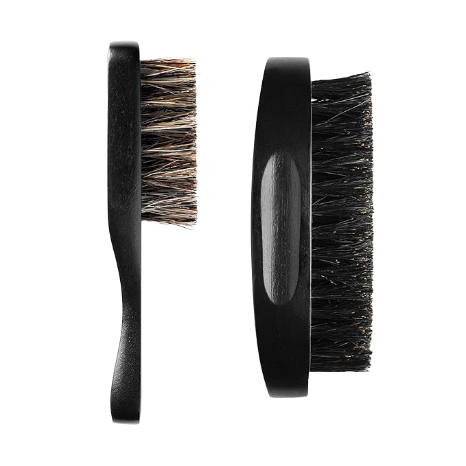 Beard Brush for Men - Natural Boar Bristle Beard Brush Kit - Soft Small Mustache Brush for Men - Premium Travel Grooming Set by Hunter Jack