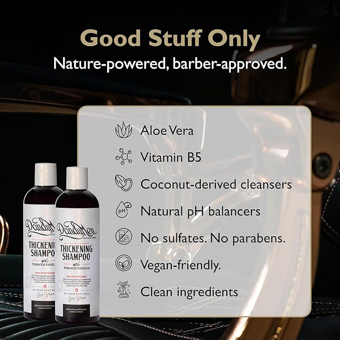 Thickening Shampoo – Volumizing and Strengthening Formula with Aloe Vera & Pro-Vitamin B5 11.83 oz (2-pack, Tobacco Vanilla)