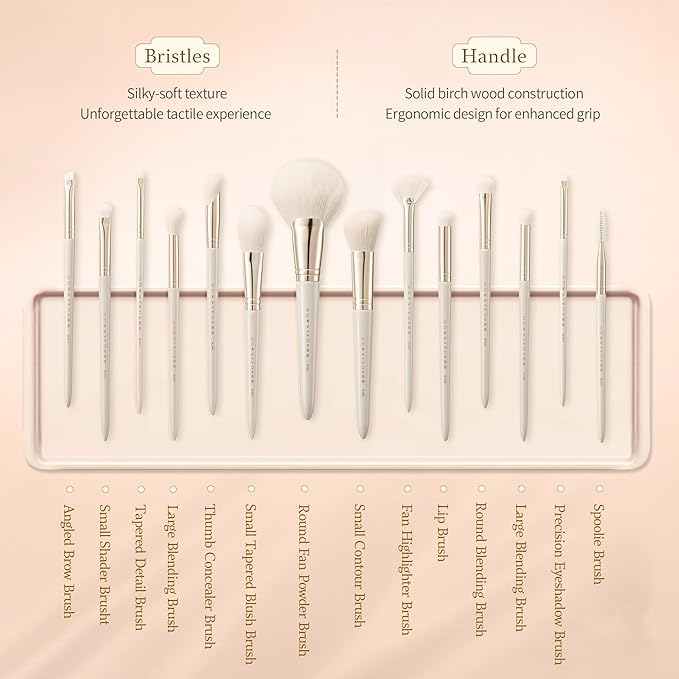 Bisque Series Basic Eyeshadow Brush for Targeted Buffing Blending Painted Birch Handle with Soft Nylon Bristles MJ910