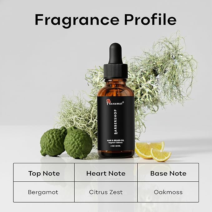 BAHAWAT Beard Oil -Premium Beard Oil Conditioner & Softener - Barbershop scent- Eliminates Beard Itch, Promote a Healthy, Full Beard, Natural Ingredients, 2 ounce.