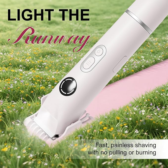Bikini Trimmer for Women, 4 in 1 Wet/Dry Electric Razors for Women - Dual Head, Painless Rechargeable Portable Womens Razors for Shaving Set for Face, Nose, Eyebrows, Armpits, Bikini Area (White)
