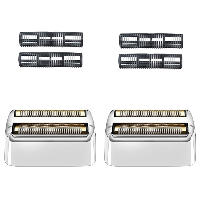 2 Pack Shaver Replacement Foil and Cutters Compatible with BaBylissPRO Double FXFS2 Metal Shaver foil Replacement,Silver