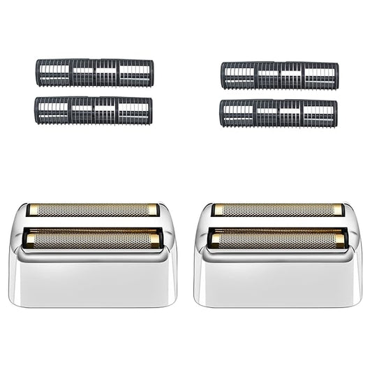 2 Pack Shaver Replacement Foil and Cutters Compatible with BaBylissPRO Double FXFS2 Metal Shaver foil Replacement,Silver
